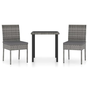 

vidaXL 3 Piece Garden Dining Set Poly Rattan Grey