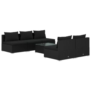 

vidaXL 6 Piece Garden Lounge Set with Cushions Poly Rattan Black