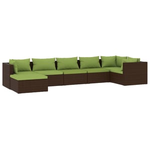 

vidaXL 7 Piece Garden Lounge Set with Cushions Poly Rattan Brown