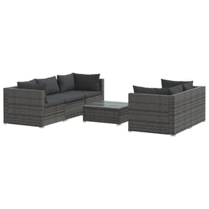 

vidaXL 6 Piece Garden Lounge Set with Cushions Poly Rattan Grey