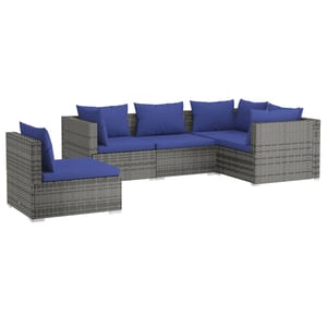 

vidaXL 5 Piece Garden Lounge Set with Cushions Poly Rattan Grey