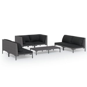 

vidaXL 7 Piece Garden Lounge Set with Cushions Poly Rattan Dark Grey