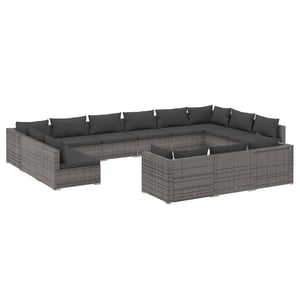 

vidaXL 13 Piece Garden Lounge Set with Cushions Grey Poly Rattan