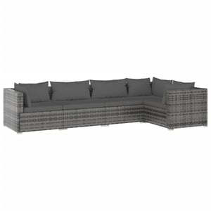 

vidaXL 5 Piece Garden Lounge Set with Cushions Poly Rattan Grey
