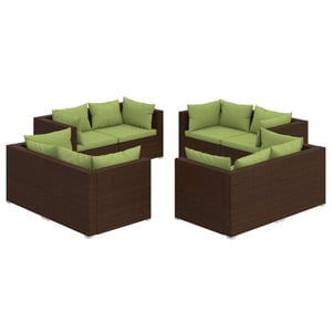 

vidaXL 8 Piece Garden Lounge Set with Cushions Poly Rattan Brown