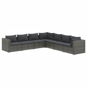 

vidaXL 7 Piece Garden Lounge Set with Cushions Poly Rattan Grey