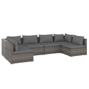 

vidaXL 6 Piece Garden Lounge Set with Cushions Poly Rattan Grey