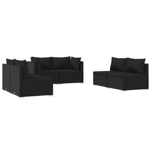 

vidaXL 6 Piece Garden Lounge Set with Cushions Poly Rattan Black