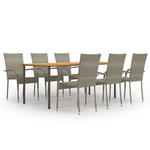 

vidaXL 7 Piece Garden Dining Set Poly Rattan Grey