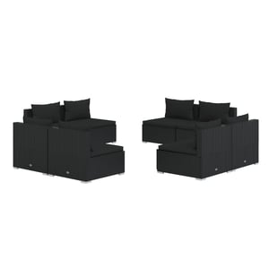 

vidaXL 8 Piece Garden Lounge Set with Cushions Poly Rattan Black