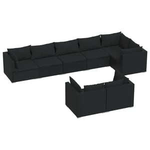 

vidaXL 8 Piece Garden Lounge Set with Cushions Black Poly Rattan