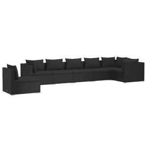 

vidaXL 7 Piece Garden Lounge Set with Cushions Poly Rattan Black