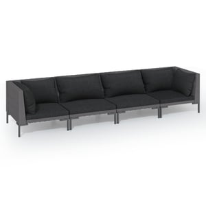 

vidaXL 4 Piece Garden Lounge Set with Cushions Poly Rattan Dark Grey