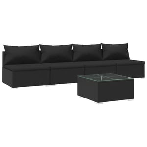

vidaXL 5 Piece Garden Lounge Set with Cushions Poly Rattan Black
