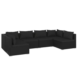 

vidaXL 6 Piece Garden Lounge Set with Cushions Poly Rattan Black
