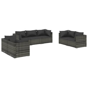 

vidaXL 7 Piece Garden Lounge Set with Cushions Poly Rattan Grey