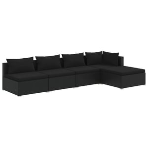 

vidaXL 5 Piece Garden Lounge Set with Cushions Poly Rattan Black
