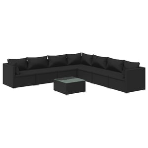 

vidaXL 8 Piece Garden Lounge Set with Cushions Poly Rattan Black