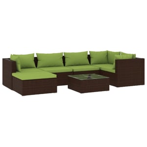 

vidaXL 7 Piece Garden Lounge Set with Cushions Poly Rattan Brown