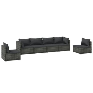 

vidaXL 6 Piece Garden Lounge Set with Cushions Poly Rattan Grey