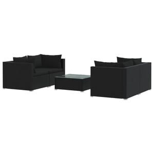

vidaXL 5 Piece Garden Lounge Set with Cushions Poly Rattan Black