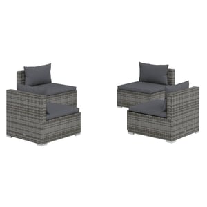 

vidaXL 4 Piece Garden Lounge Set with Cushions Poly Rattan Grey
