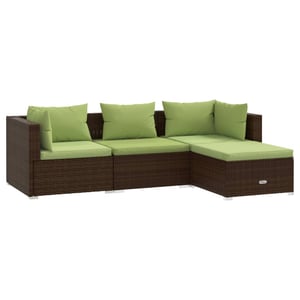 

vidaXL 4 Piece Garden Lounge Set with Cushions Poly Rattan Brown