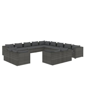 

vidaXL 13 Piece Garden Lounge Set with Cushions Grey Poly Rattan