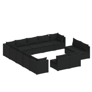 

vidaXL 13 Piece Garden Lounge Set with Cushions Black Poly Rattan