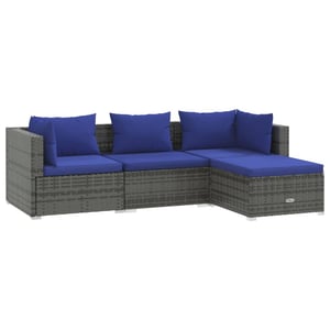 

vidaXL 4 Piece Garden Lounge Set with Cushions Poly Rattan Grey