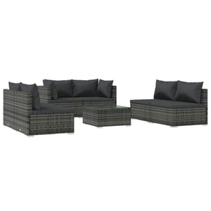 

vidaXL 7 Piece Garden Lounge Set with Cushions Poly Rattan Grey