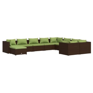 

vidaXL 10 Piece Garden Lounge Set with Cushions Poly Rattan Brown