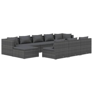 

vidaXL 10 Piece Garden Lounge Set with Cushions Grey Poly Rattan