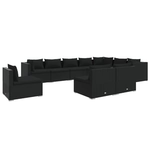 

vidaXL 10 Piece Garden Lounge Set with Cushions Poly Rattan Black