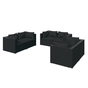 

vidaXL 6 Piece Garden Lounge Set with Cushions Poly Rattan Black
