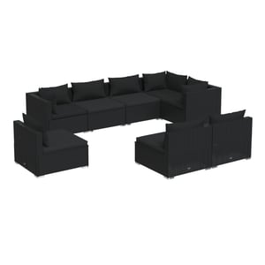 

vidaXL 8 Piece Garden Lounge Set with Cushions Poly Rattan Black