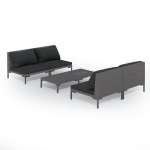 

vidaXL 5 Piece Garden Lounge Set with Cushions Poly Rattan Dark Grey