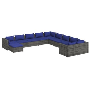 

vidaXL 11 Piece Garden Lounge Set with Cushions Poly Rattan Grey