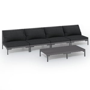 

vidaXL 5 Piece Garden Lounge Set with Cushions Poly Rattan Dark Grey