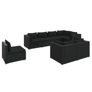 

vidaXL 8 Piece Garden Lounge Set with Cushions Poly Rattan Black