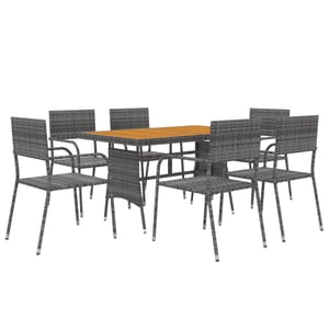 

vidaXL 7 Piece Outdoor Dining Set Poly Rattan Grey