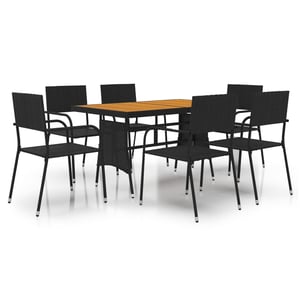 

vidaXL 7 Piece Outdoor Dining Set Poly Rattan Black