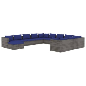 

vidaXL 12 Piece Garden Lounge Set with Cushions Poly Rattan Grey