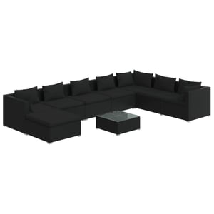 

vidaXL 9 Piece Garden Lounge Set with Cushions Poly Rattan Black