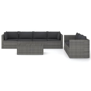 

vidaXL 8 Piece Garden Lounge Set with Cushions Poly Rattan Grey