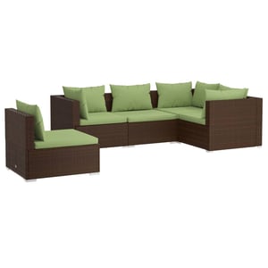 

vidaXL 5 Piece Garden Lounge Set with Cushions Poly Rattan Brown