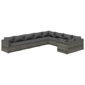 

vidaXL 9 Piece Garden Lounge Set with Cushions Poly Rattan Grey