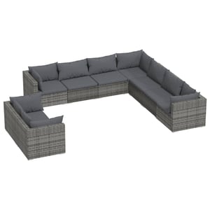 

vidaXL 9 Piece Garden Lounge Set with Cushions Grey Poly Rattan