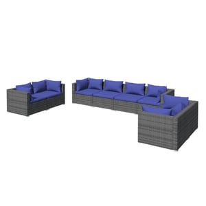 

vidaXL 8 Piece Garden Lounge Set with Cushions Poly Rattan Grey