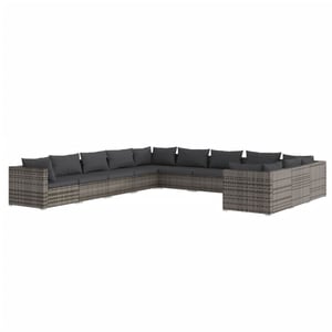 

vidaXL 11 Piece Garden Lounge Set with Cushions Poly Rattan Grey